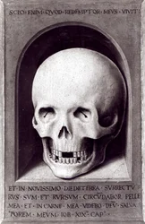 Dödskalle, högra panelen baksidan från Triptych of Earthly Vanity and Divine Salvation, c.1485